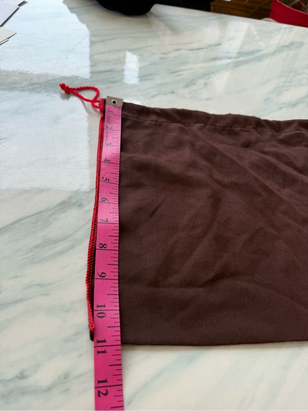 Coach Brown Drawstring Dust Pouch with Red Trim - Picture 4 of 4